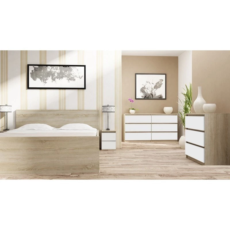 Topeshop M2 SONOMA MIX nightstand/Stolik nocny 2 szuflada(s) dąb, biały