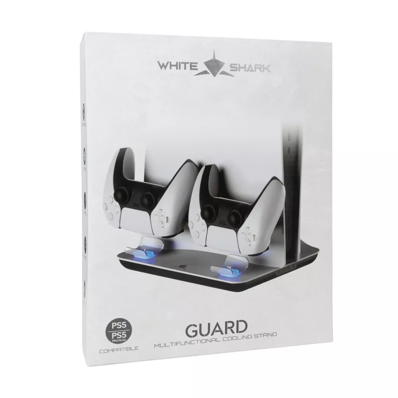 Podkładka chłodząca biały Shark Guard-2 do PS5 ze zintegrowaną stacją dokującą (model PS5-05102V2)