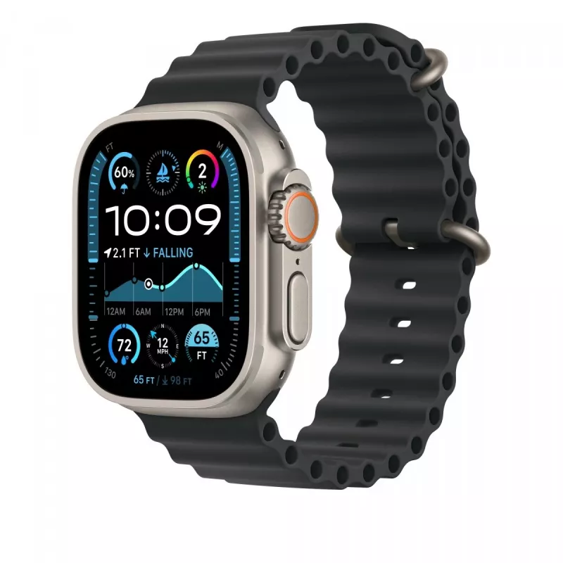 Band Apple 49mm Czarny Ocean Band Extension Natural Titanium Finish