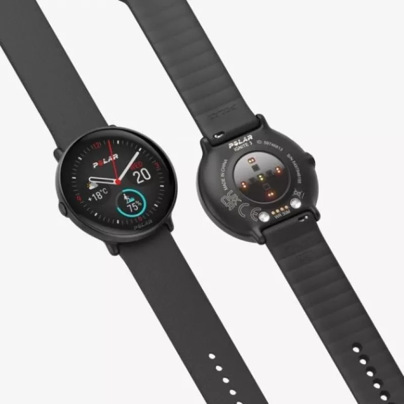 Polar Ignite 3 - Zegarek sportowy z paskiem - Silikonowy - Rozmiar paska: S/L - Wyświetlacz 3,3 cm (1,28 inch) - 32 MB - Bluetooth - 35 g - Night Black (900106234)