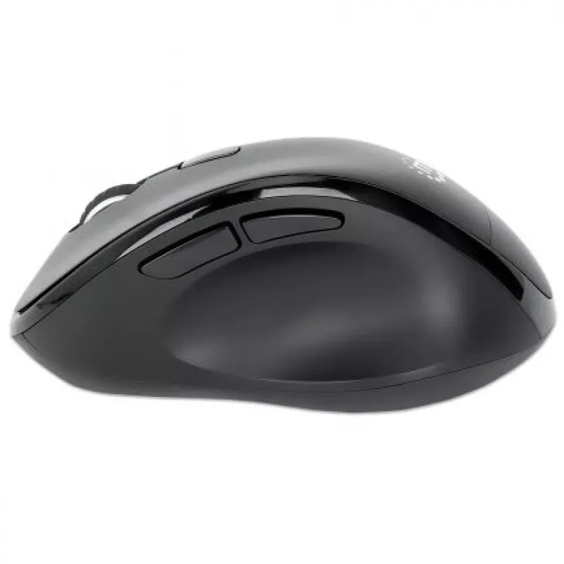 Manhattan Ergonomic Wireless mysz, Right Handed, Adjustable 800/1200/1600dpi, 2.4Ghz (up to 10m), Six Button with Scroll Wheel, Combo USB=A and USB-C receiver, Czarny, AA bateria (included), Three Year Warranty