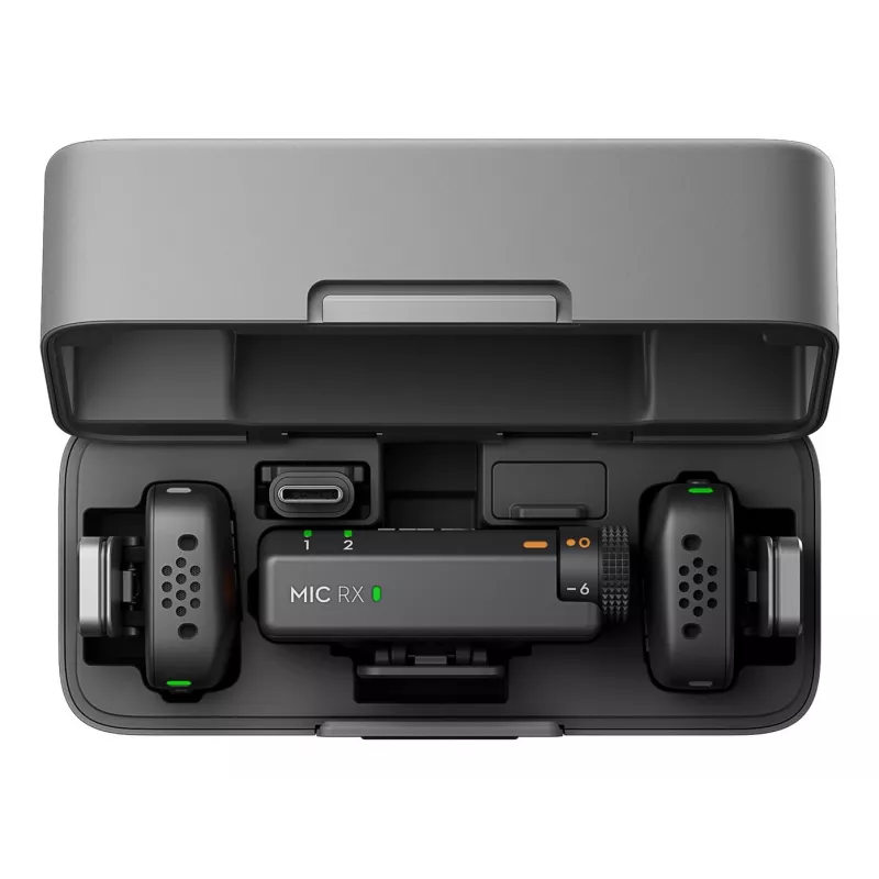 DJI Mic Mini (2 TX + 1 RX + etui ładujące) Zestaw mikrofonu bezprzewodowego - Ciemnoszary