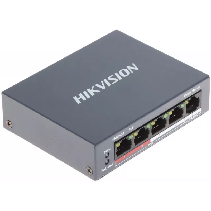 Przełącznik sieciowy Hikvision DS-3E0105P-E/M(B) L2 Fast Ethernet (10/100) Power over Ethernet (PoE) Szary