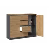 Komoda top e shop Topeshop 2D4S ANT/ART BA KPL — 4 szuflady, Antracyt/Dąb, 1200×400×970 mm, płyta wiórowa