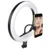 Maclean MCE610 10 12W LED Ring Light z statywem i Bluetooth spustem 3 kolory 10 poziomów jasności 10% -100% Regulowana jasność 160 LED Uchwyt na smartfon oświetlenie