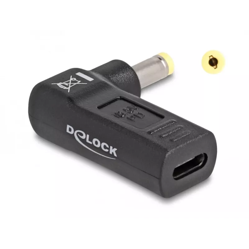 DeLOCK Adapter USB Type-C™ złącze żeńskie na HP 4.8 x 1.7 mm złącze męskie 90° kątowe