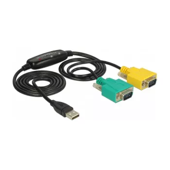 Kabel szeregowy DeLOCK 63466 USB-A DB-9 1,5 m czarny zielony żółty
