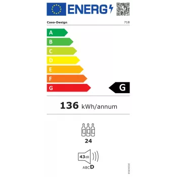 Caso | Smart Wine Cooler | WineExclusive 24 | Klasa efektywności energetycznej G | Gablota | Pojemność 24 butelki | Typ chłodzenia Technologia sprężarkowa | Czarny