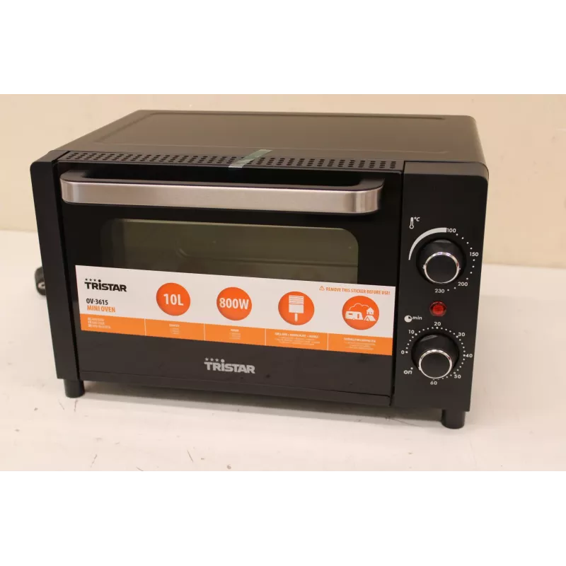 SALE OUT. Tristar OV-3615 Mini Oven, Czarny | Tristar | Mini Oven | OV-3615 | 10 L | 800 W | Czarny | DAMAGED PACKAGING, UNEVEN GAP BETWEEN GLASS AND DOOR TRIM