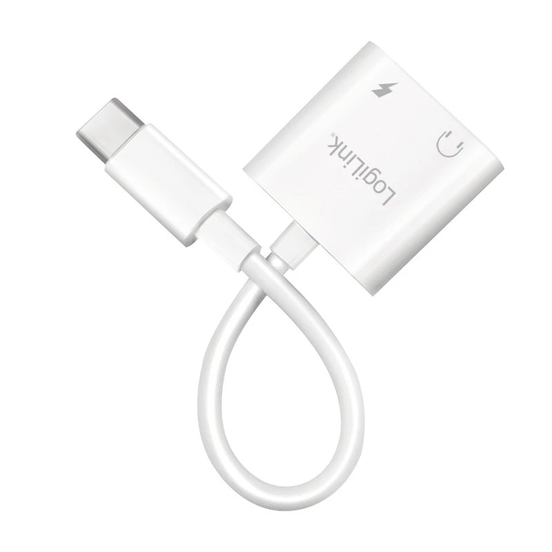 LogiLink Adapter audio USB-C USB-C/M na 2x USB-C/F 60W PD biały