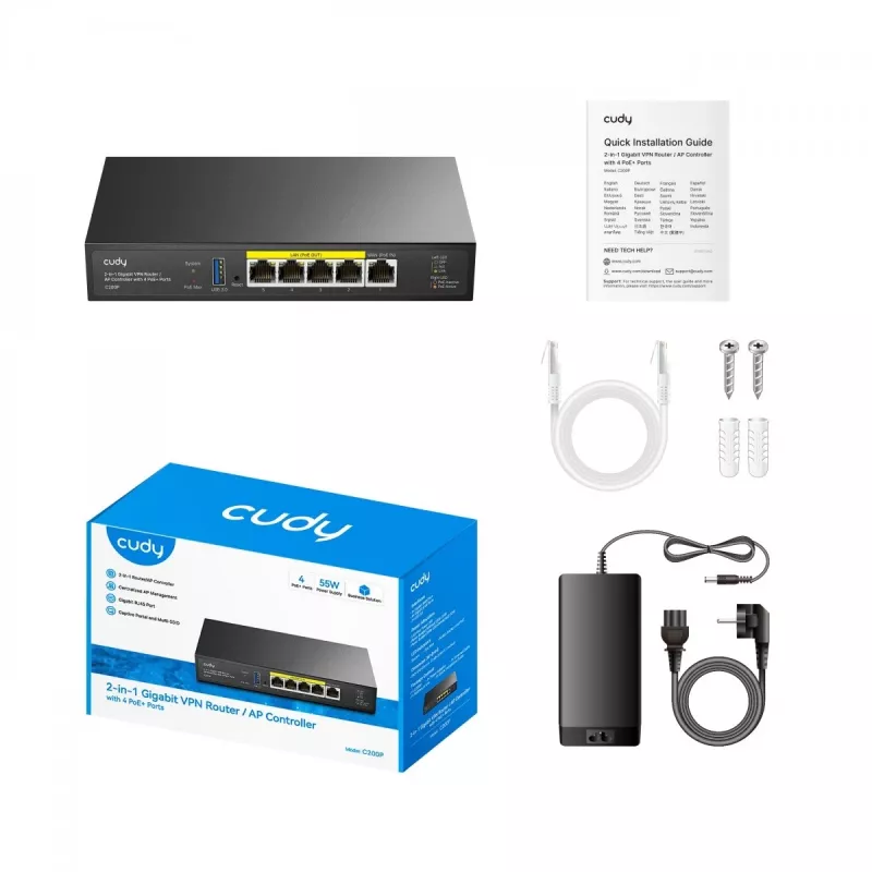 Router bezprzewodowy Cudy C200P Dual Band 300 Mbps, Gigabit Ethernet, USB 3.0, obudowa metalowa