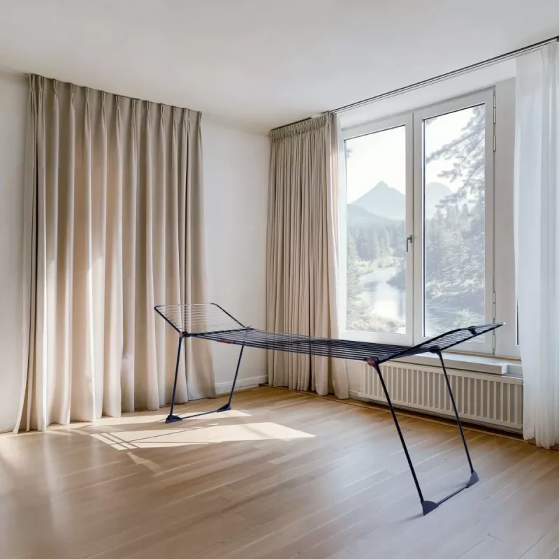 Suszarka do ubrań VILEDA Infinity Flex Ultimate Telescopic — czarna, aluminium lakierowane, 30 m powierzchni suszenia, składana, kółka
