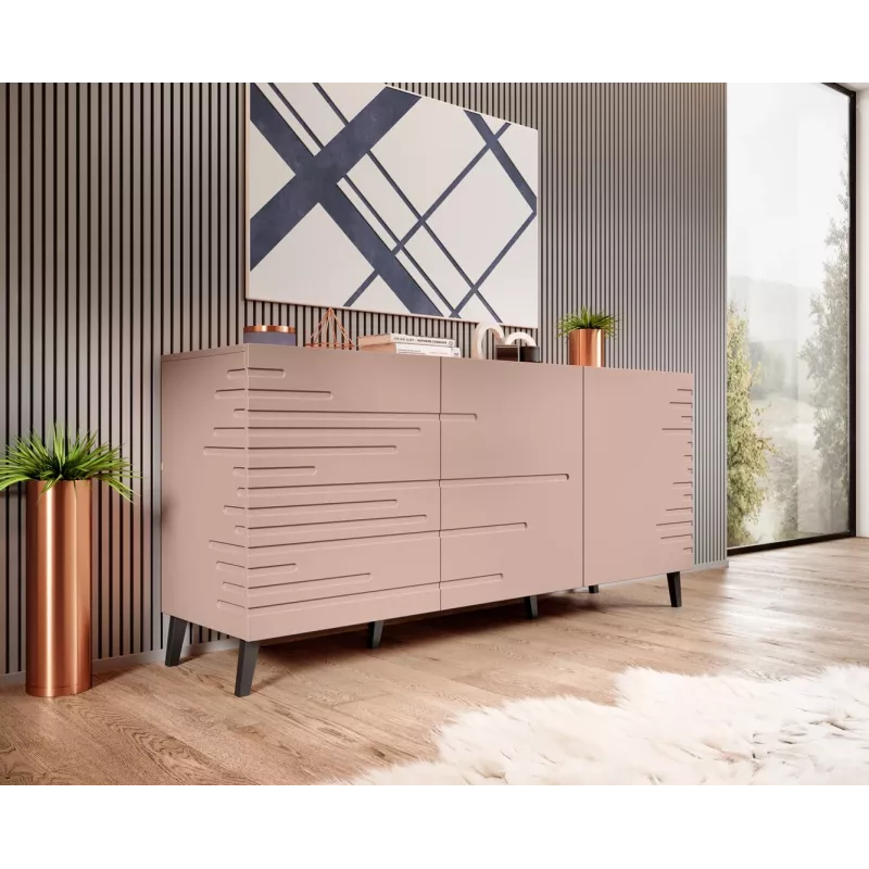 Komoda cama meble Cama Nova 155×40×72 cm, matowy róż, rama z MDF
