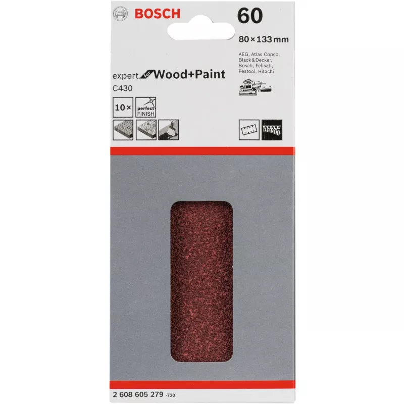 Arkusz ścierny Bosch C430 Expert do drewna i farb gruboziarnisty P60 80x133mm