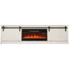 Szafka RTV z kominkiem elektrycznym Cama Meble model GRANERO RTV GRANERO + KOM B/B, 200x56,7x35 cm, biały/biały połysk, 2 drzwi, 2 półki, MDF/płyta wiórowa