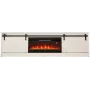 Szafka RTV z kominkiem elektrycznym Cama Meble model GRANERO RTV GRANERO + KOM B/B, 200x56,7x35 cm, biały/biały połysk, 2 drzwi, 2 półki, MDF/płyta wiórowa