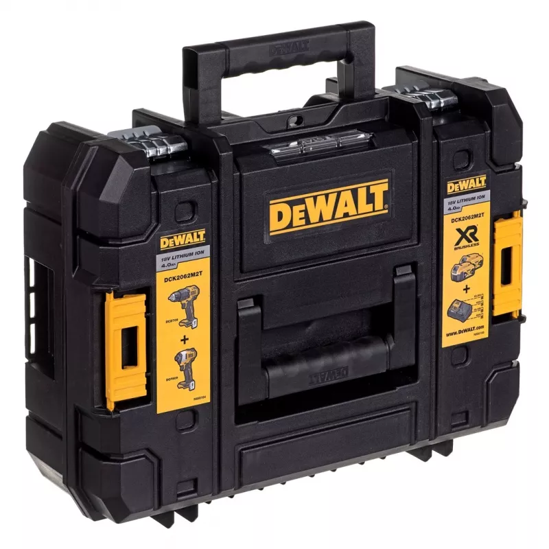 Zestaw narzędzi akumulatorowych DeWalt DCK2062M2T — wiertarko-wkrętarka DCD709 + zakrętarka udarowa DCF809 1/4 cala 18V, 2×akumulatory 4,0 Ah, walizka TSTAK II