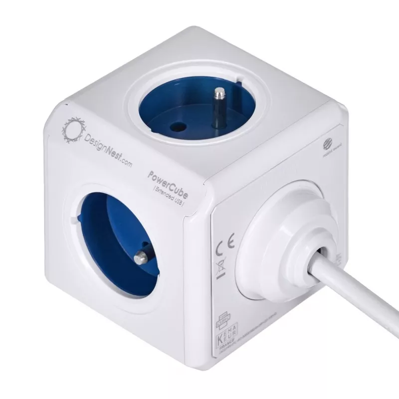 Allocacoc 2402BL/FREUPC przedłużacz zasilania 1,5 m 4 gniazda AC Wewnętrzny Niebieski, Biały