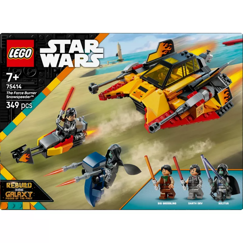 LEGO Star Wars Flame Speeder 75414 zestaw pojazdu śnieżnego — 349 elementów, 3 minifigurki, wiek 7+