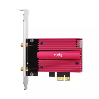 Wewnętrzna karta sieciowa WLAN Bluetooth Cudy WE9300S PCIe, Wi‑Fi 7 (802.11be) Tri‑band 2.4/5/6 GHz, 5765 Mbit/s, Bluetooth 5.4, zewnętrzna antena 2x2