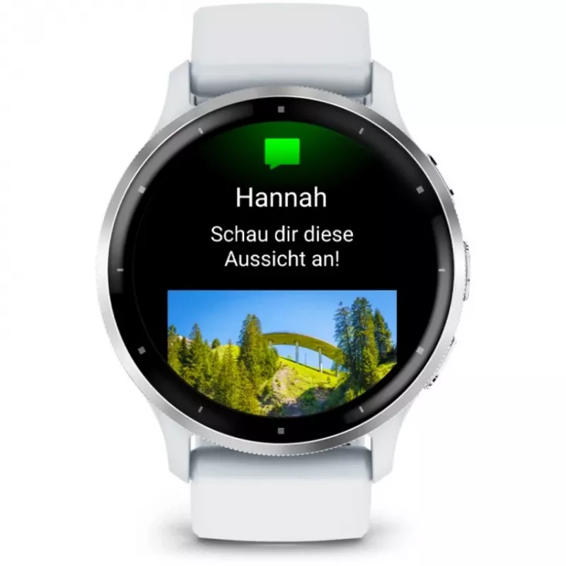 Smartwatch GARMIN Venu 3 — 1,4-calowy AMOLED, koperta 45 mm, GPS, Wi‑Fi, 8 GB, srebrno-biały, pasek silikonowy