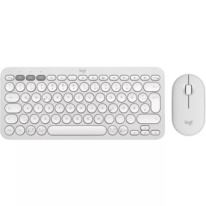 Logitech Pebble 2 Combo Set, Biały, Bezprzewodowy, Niemiecki, 920-012204
