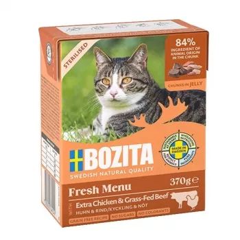 BOZITA Fresh Menu Sterilised Extra Chicken with beef - mokra karma dla kota - 370g