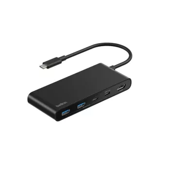 Belkin Connect, USB Type-C, HDMI, USB 2.0 Type-A, USB 3.2 Gen 1 (3.1 Gen 1) Type-C, MicroSD (TransFlash), SD, Czarny, Kabel okrągły, 0,2 m