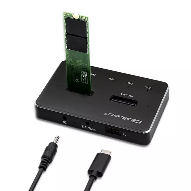 Qoltec 52274 Stacja dokująca do dysków M.2 SSD | NVMe | SATA | USB-C | DUAL 2 x 2TB