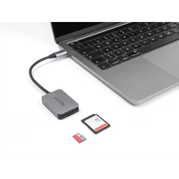 Czytnik kart DeLOCK USB Type-C Aluminium SD Micro SD 5000 Mbit/s