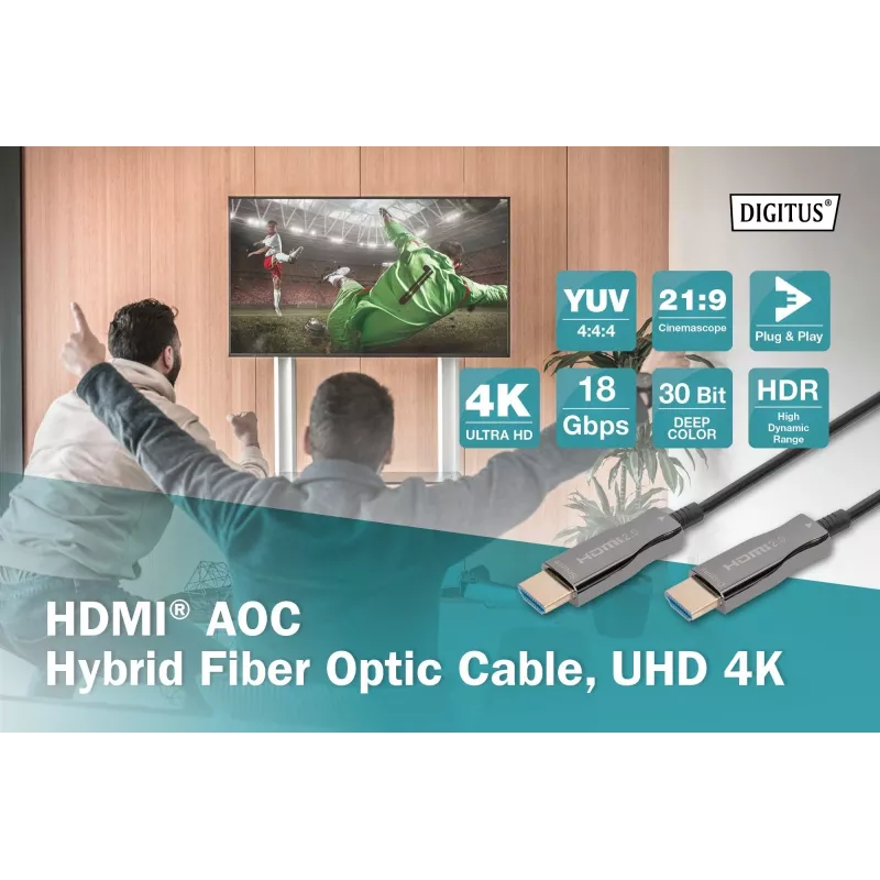 HDMI AOC Hybrid Fiber Optic kabel Digitus AK-330125-200-S
