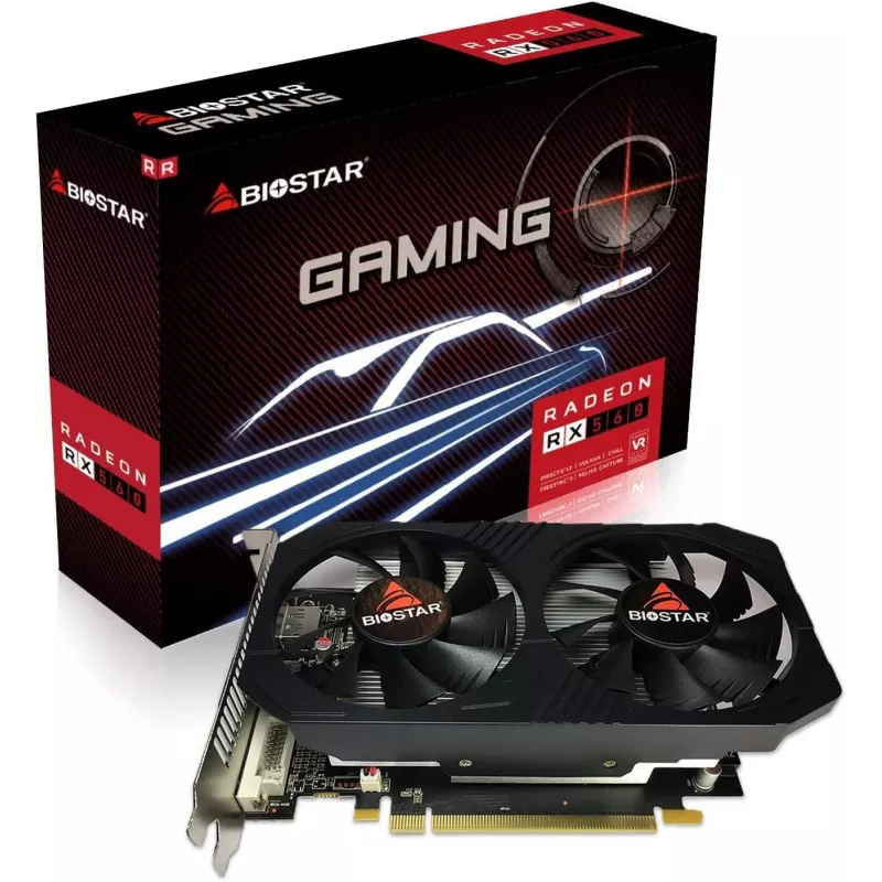Karta graficzna BIOSTAR Radeon RX 560 4 GB GDDR5, 128-bitowa, PCIe 3.0, 1275/1175 MHz, HDMI+DP+DVI