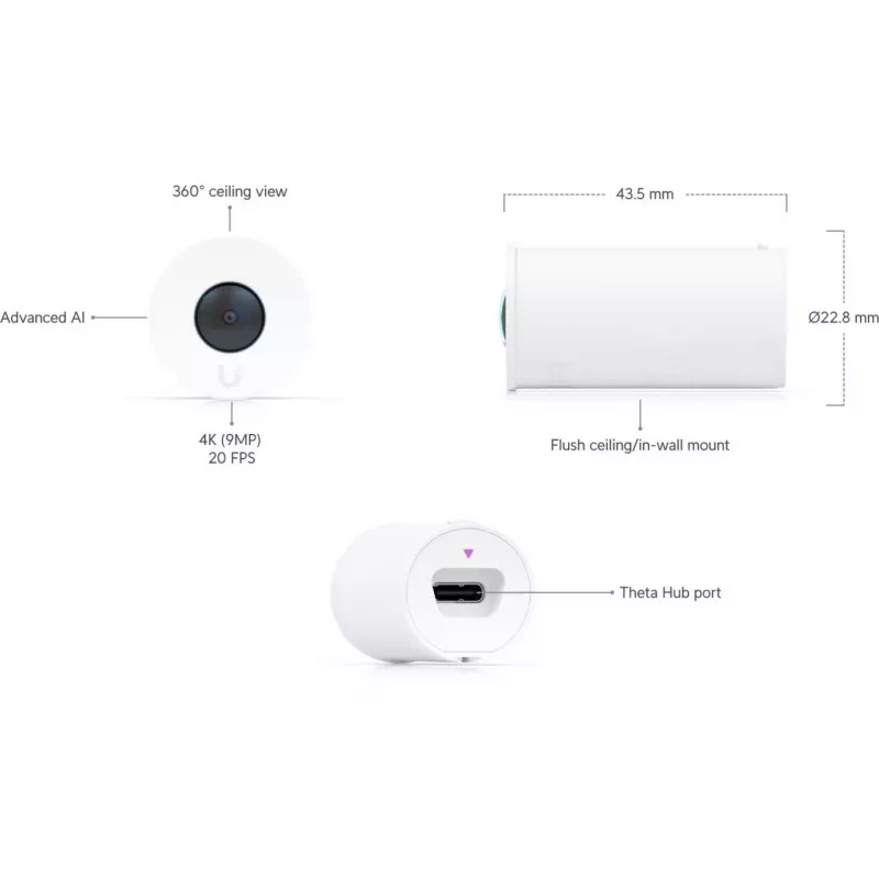 Ubiquiti UniFi AI Theta 360 Obiektyw • 4K • 360° • UVC-AI-Theta-Lens-360 (UVC-AI-Theta-Lens-360)