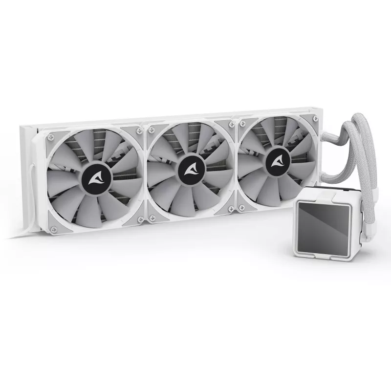 All-in-One CPU liquid cooler Sharkoon S100 ARGB biały — 360 mm radiator, Infinity-Mirror effect
