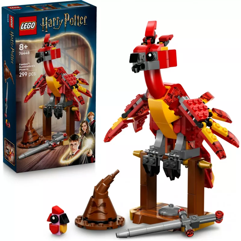 LEGO składany Fawkes — model Feniksa Dumbledore'a 76448, 299 elementów, wysokość 160 mm, wiek 8+