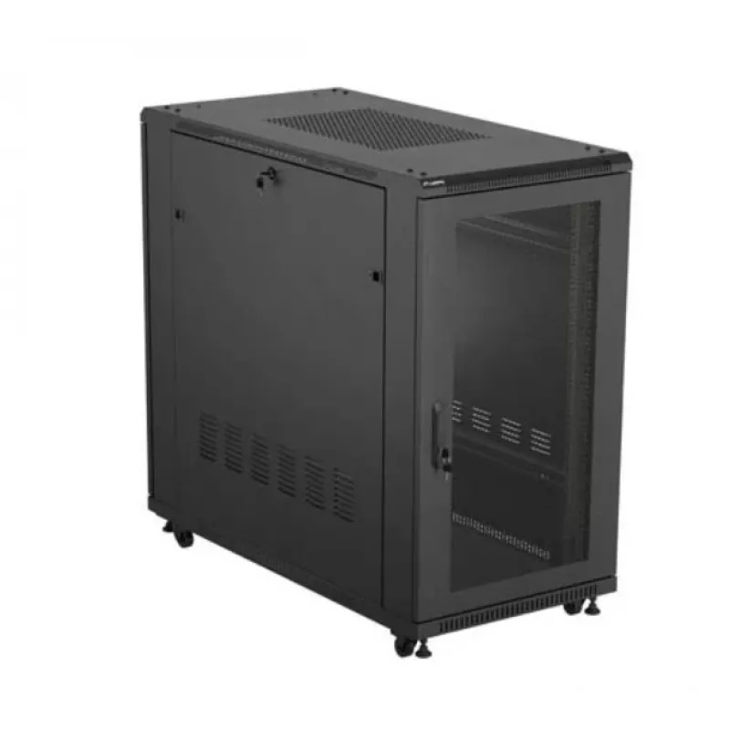 Szafa rack 19 cali LANBERG FF01-6222-23B 22U 600x1200 mm czarna z perforowanymi drzwiami
