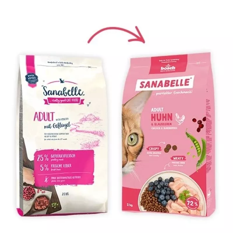 Sucha karma dla kotów Bosch Sanabelle Life Adult kurczak i borówki 8 kg, 31% białka, 16% tłuszczu, 2% włókna