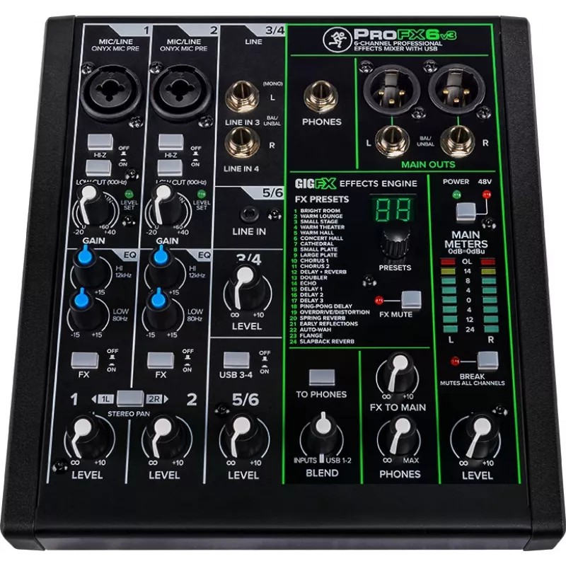 Mikser Mackie ProFX6v3 – kompaktowy 6-kanałowy mikser analogowy z interfejsem USB