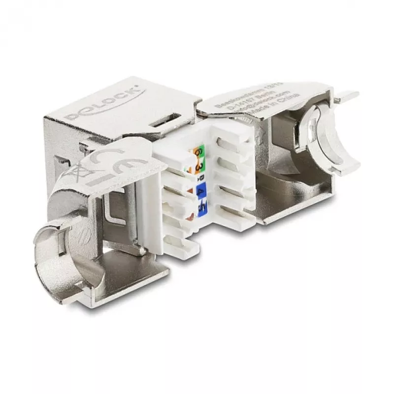 DeLOCK Keystone Module RJ45 jack to LSA Cat.6A metal latch tool-free 90° kątowy shielded