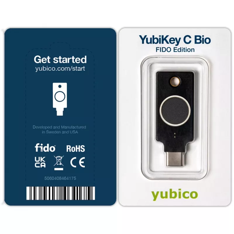 YubiKey C Bio FIDO Edition Yubico Czarny Bezhastowe Uwierzytelnianie