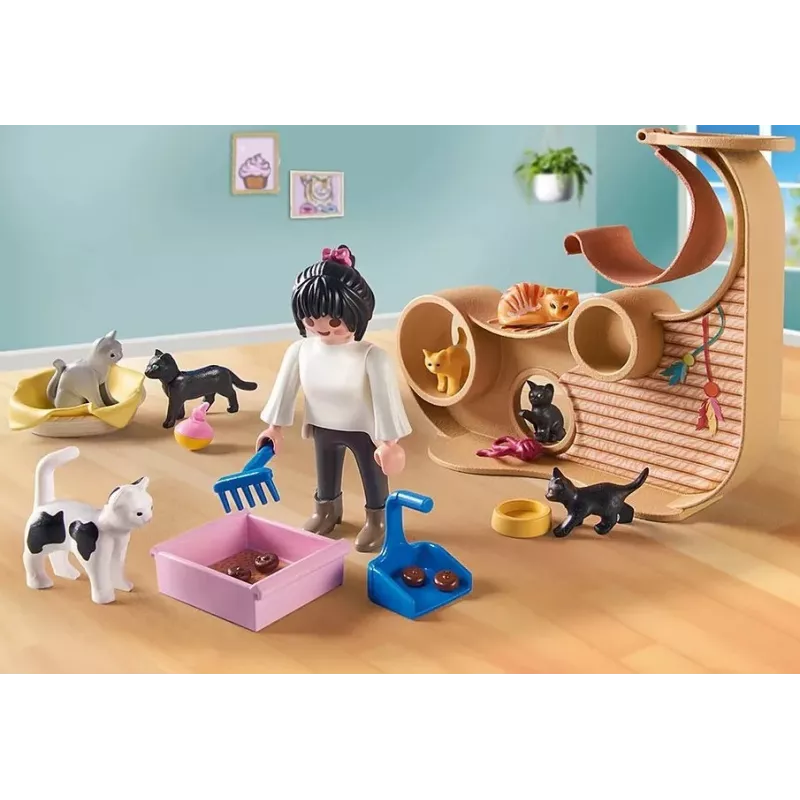Playset PLAYMOBIL My Life 71744 Kocia kawiarnia z figurkami, zestaw do zabawy dla dzieci