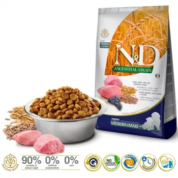 FARMINA N&D Ancestral Grain Puppy Medium&Maxi Lamb - sucha karma dla psów - 12 kg