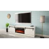 Szafka RTV z kominkiem elektrycznym Cama Meble model GRANERO RTV GRANERO + KOM B/B, 200x56,7x35 cm, biały/biały połysk, 2 drzwi, 2 półki, MDF/płyta wiórowa
