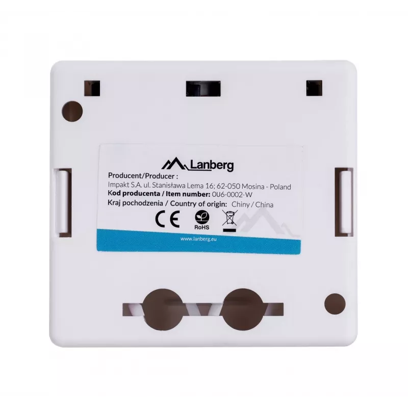 LANBERG Puszka natynkowa RJ-45 Cat6 OU6-0002-W biała, 2 gniazda, 30×54×57 mm