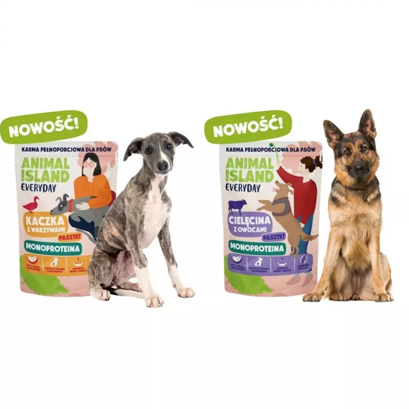 ANIMAL ISLAND Monoproteina cielęcina/kaczka/indyk karma dla psa 9×300g