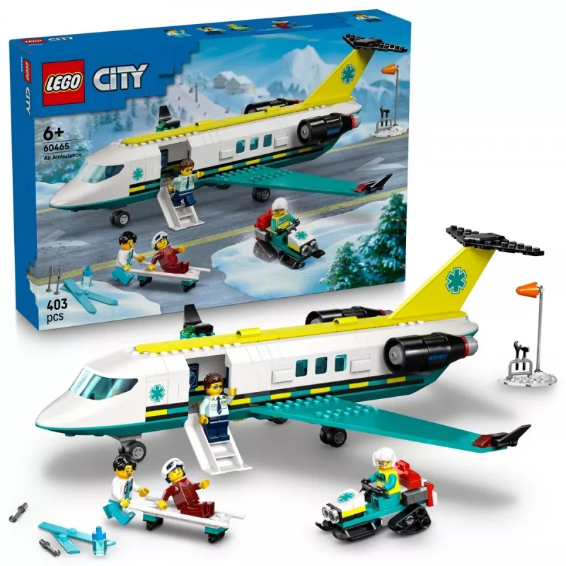 LEGO City Samolot Ratunkowy 60465 – mały zestaw konstrukcyjny samolotu ratunkowego, 403 elementy, 4 minifigurki, wiek 6+