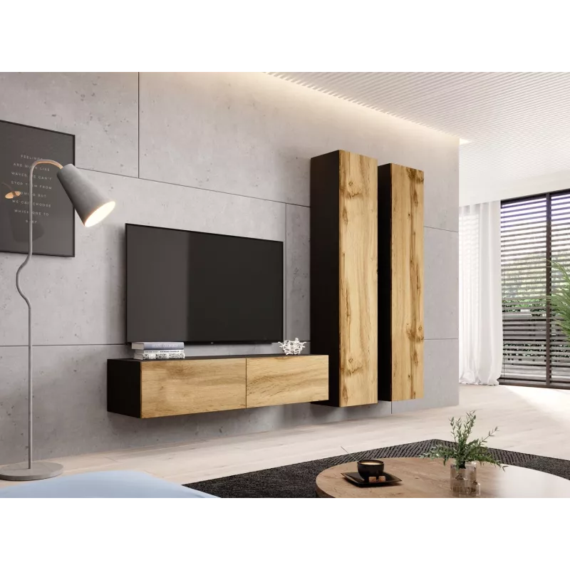 Cama TV stand VIGO 140 30/140/40 Czarny/wotan oak