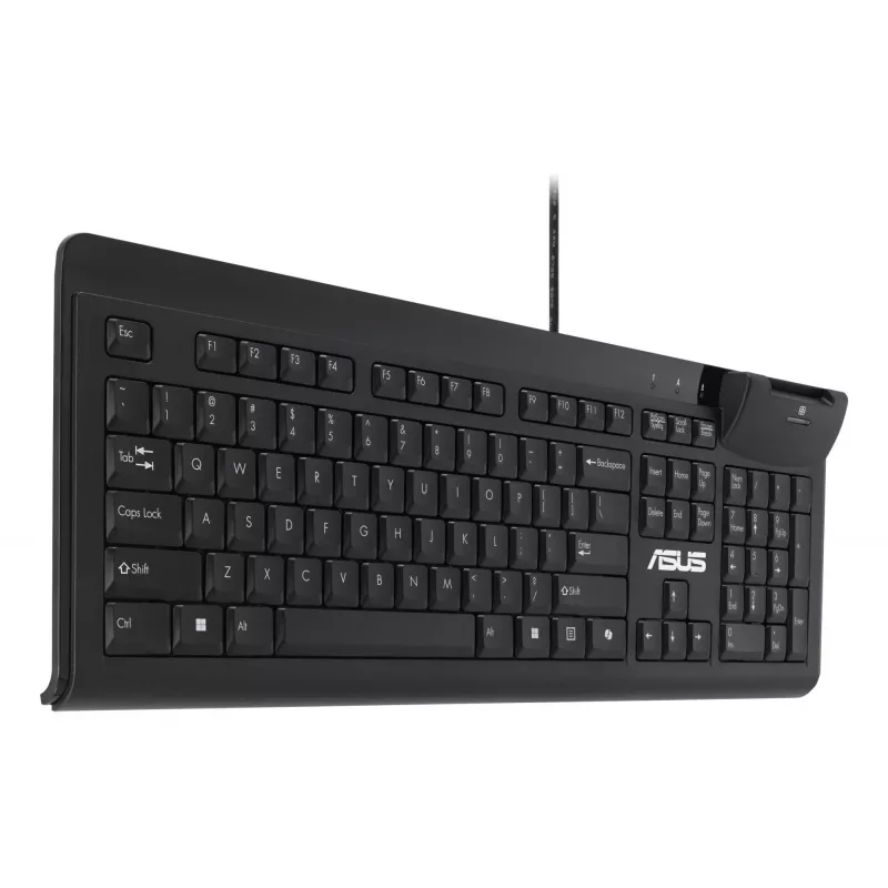 Przewodowa pełnowymiarowa klawiatura ASUS KU100, czarna, układ estoński, USB Type-A, kabel 2 m