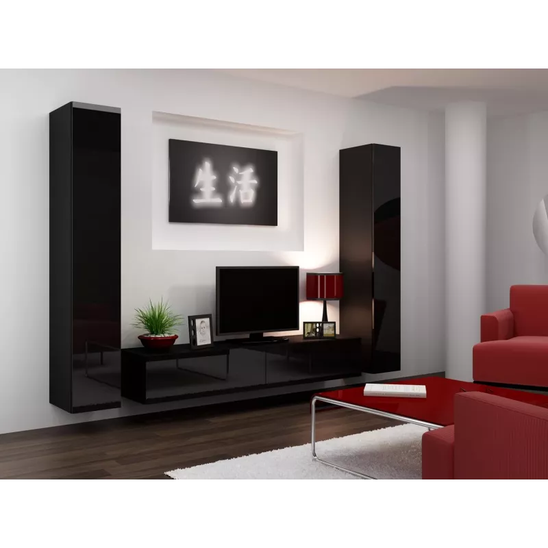 Cama pełna Szafka VIGO '180' 180/40/30 czarny/czarny połysk