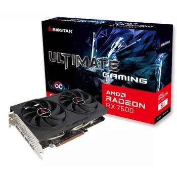 Karta graficzna BIOSTAR Radeon RX 7600 OC — Radeon RX 7600, 8 GB GDDR6, 128-bit, PCIe 4.0, chłodzenie z dwoma wentylatorami